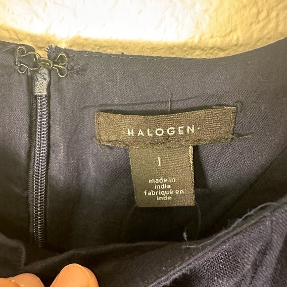 NWOT Halogen Linen Blend Navy Blue Sleeveless Dress Women's Size Large - Picture 2 of 8